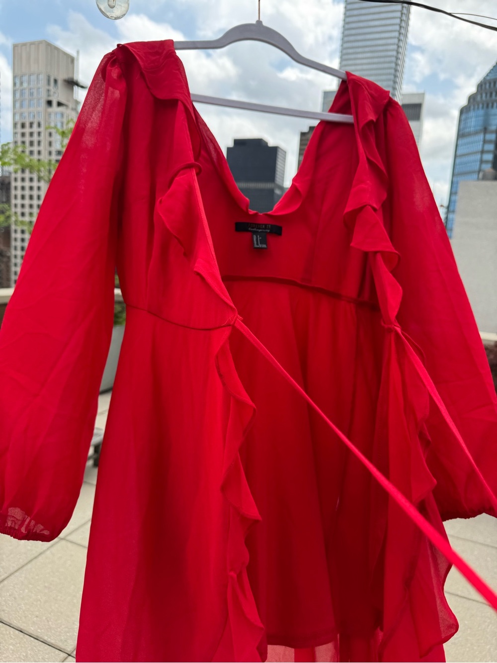 Forever 21 Red Ruffle Wrap High-Low Dress - Picture 5 of 7